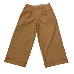 J.Crew Wide Leg Pleated Cuffed Cropped Straight Chino Pants Size 4 Minimalist